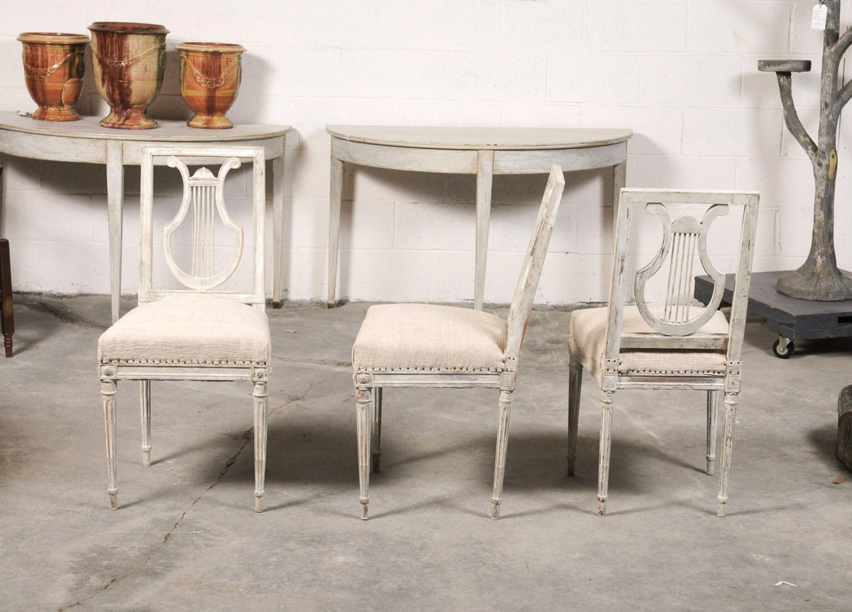 Set of Six 19th C. Lyre Back Chairs
