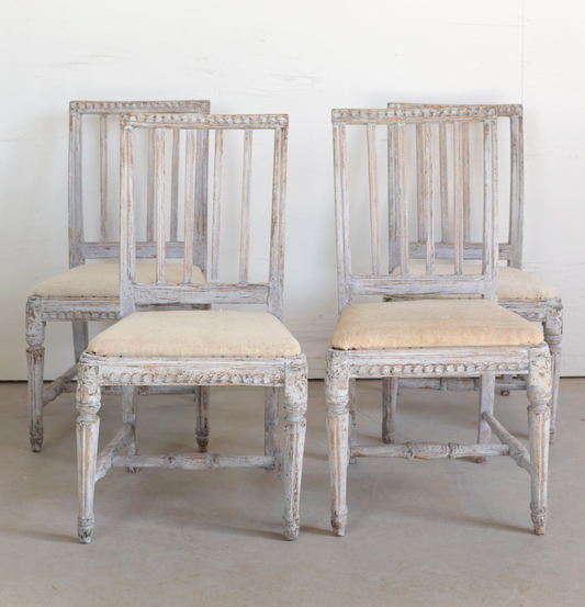 Set of Six 18th Swedish Gustavian Chairs