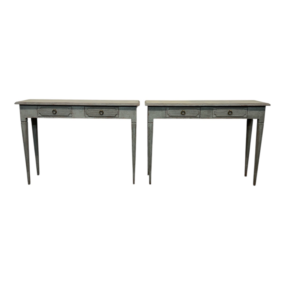 Pair of 19th C. Swedish Consoles with Two Drawers