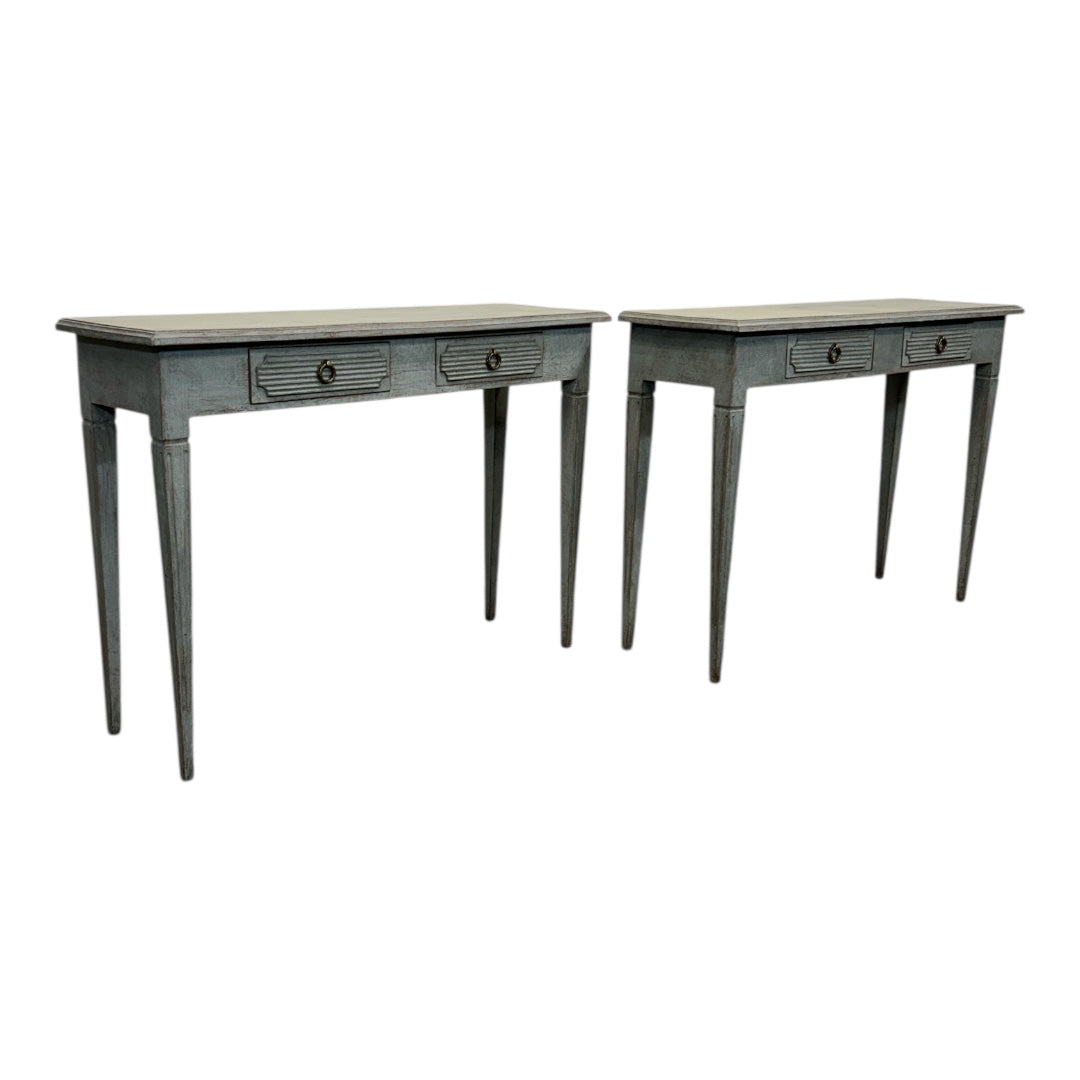 Pair of 19th C. Swedish Consoles with Two Drawers