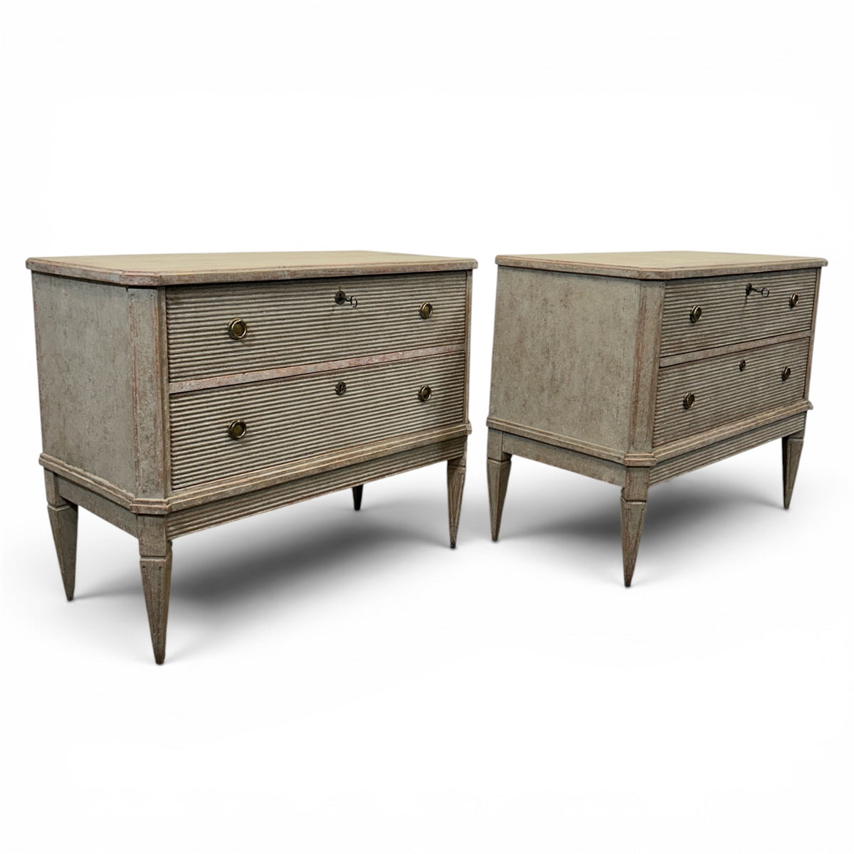 Pair of 19th C. Gustavian-Style Chests of Drawers