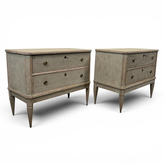 Pair of 19th C. Gustavian-Style Chests of Drawers