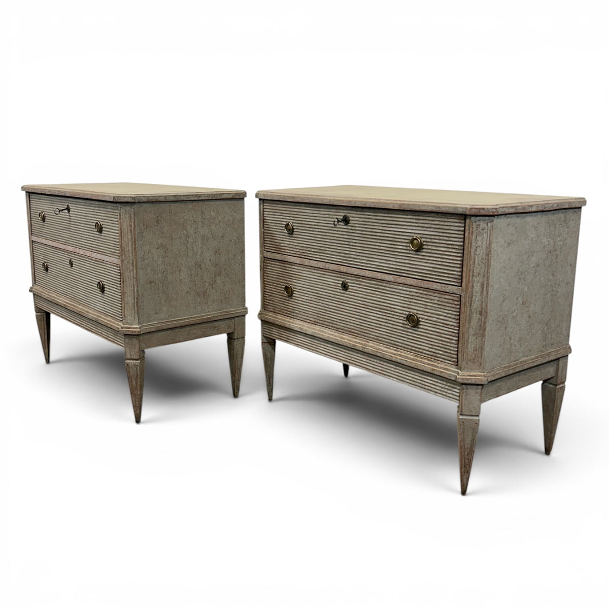 Pair of 19th C. Gustavian-Style Chests of Drawers