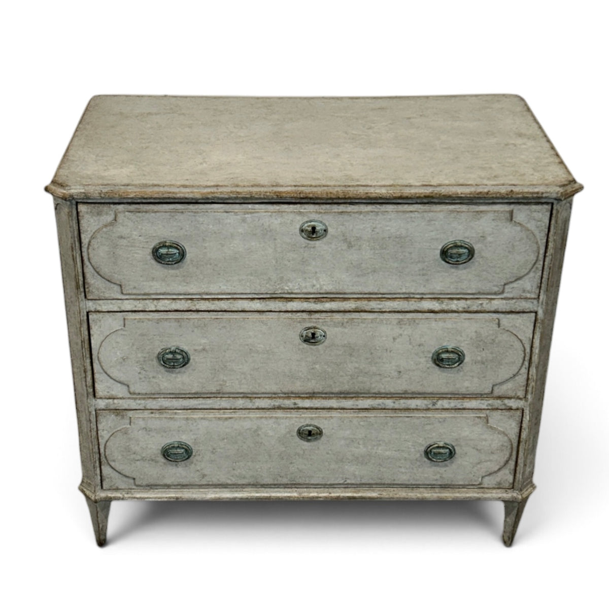 Gustavian Style Chest of Drawers in a Light Grey Finish