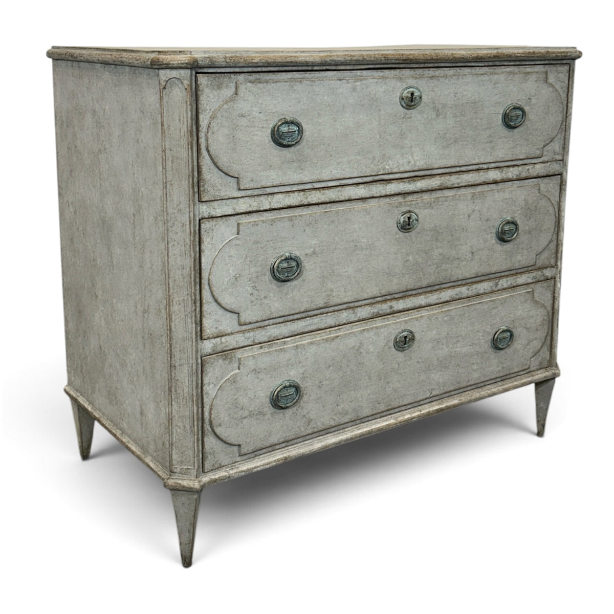 Gustavian Style Chest of Drawers in a Light Grey Finish