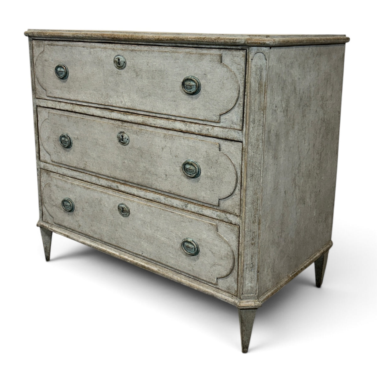 Gustavian Style Chest of Drawers in a Light Grey Finish