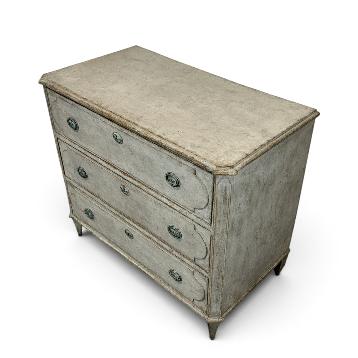Gustavian Style Chest of Drawers in a Light Grey Finish