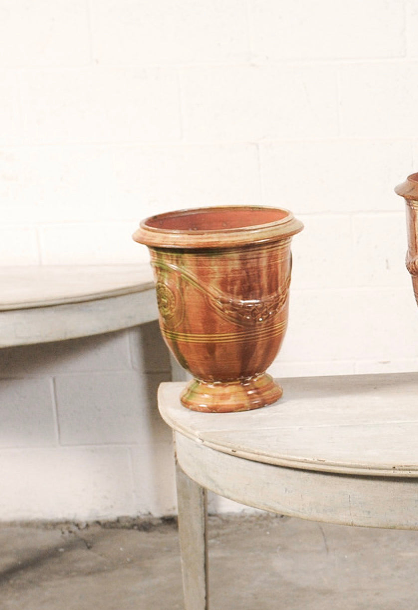 Pair of Vintage Glazed Anduze Jars