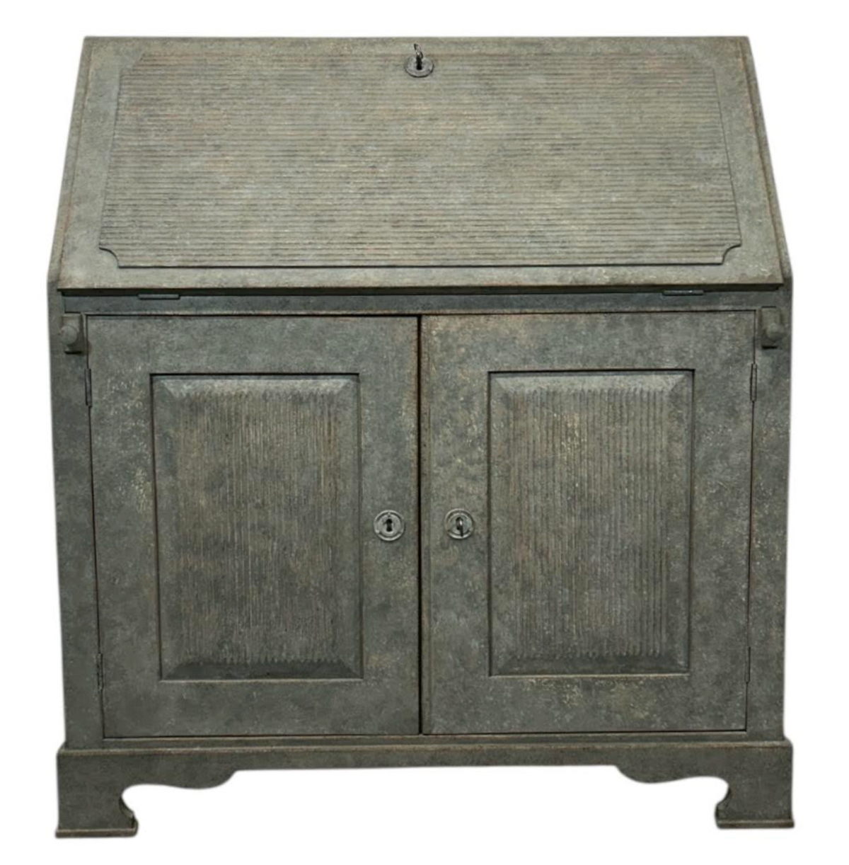 Antique Swedish Secretary in Gray with White Highlights