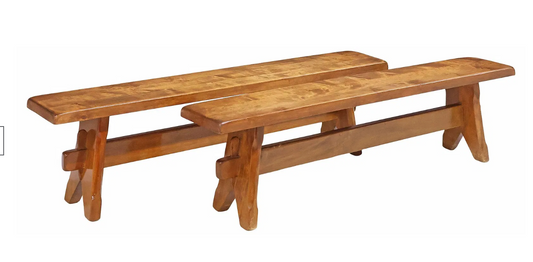 Pair of Vintage French Walnut Benches