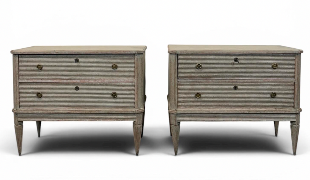 Pair of 19th C. Gustavian-Style Chests of Drawers