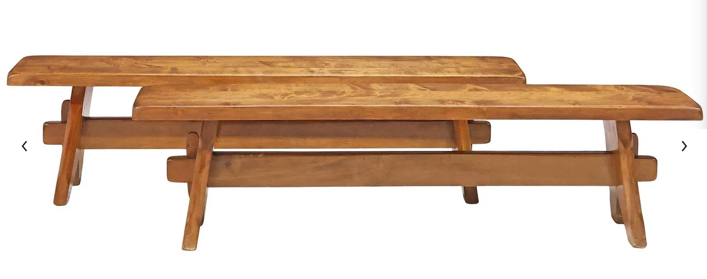 Pair of Vintage French Walnut Benches
