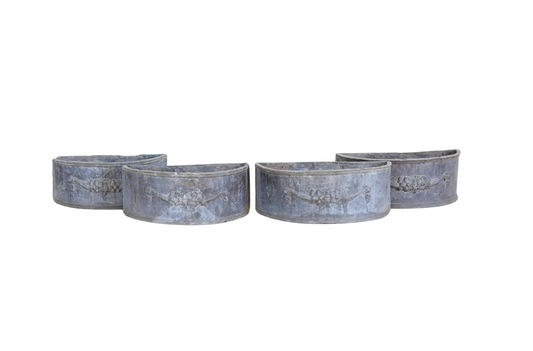 Set of 4 Antique Lead Demilune Planters with Swag Decoration