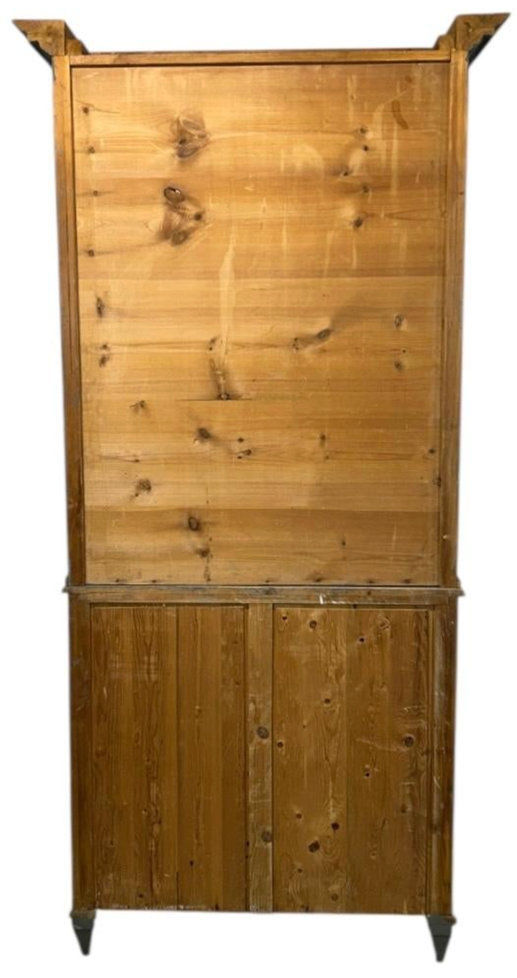 Tall Swedish Display Cabinet in Dark Grey with Beautiful Patina