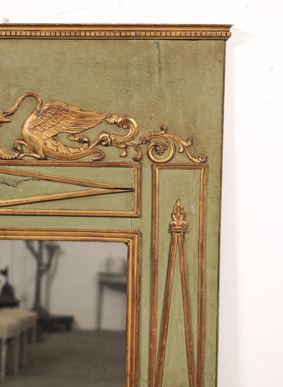 Large Trumeau Mirror with Swan Motif