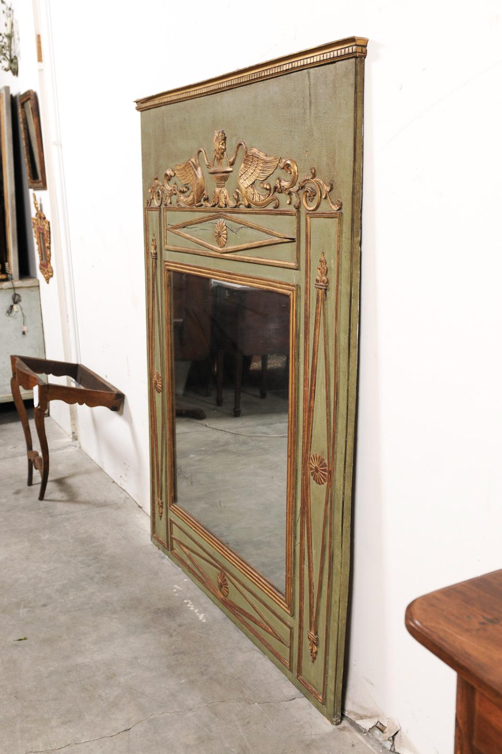 Large Trumeau Mirror with Swan Motif
