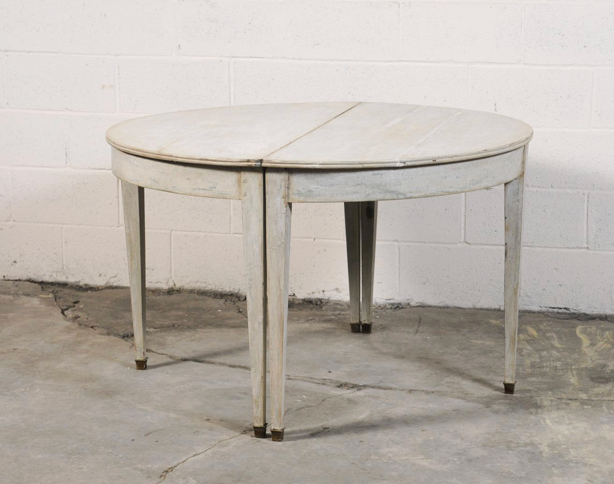 Pair of White Painted Demi-lunes with Brass Feet from France