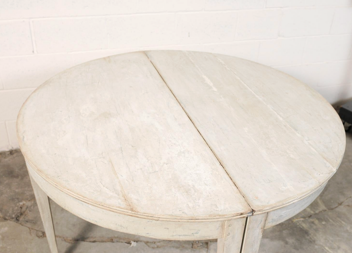 Pair of White Painted Demi-lunes with Brass Feet from France