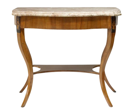 German Biedermeier Style Mahogany Console Table with Marble Top