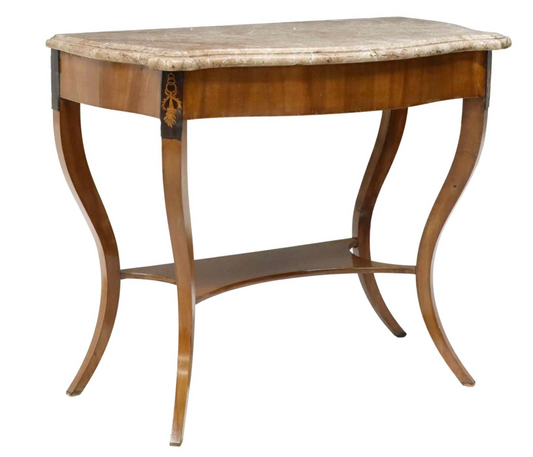 German Biedermeier Style Mahogany Console Table with Marble Top