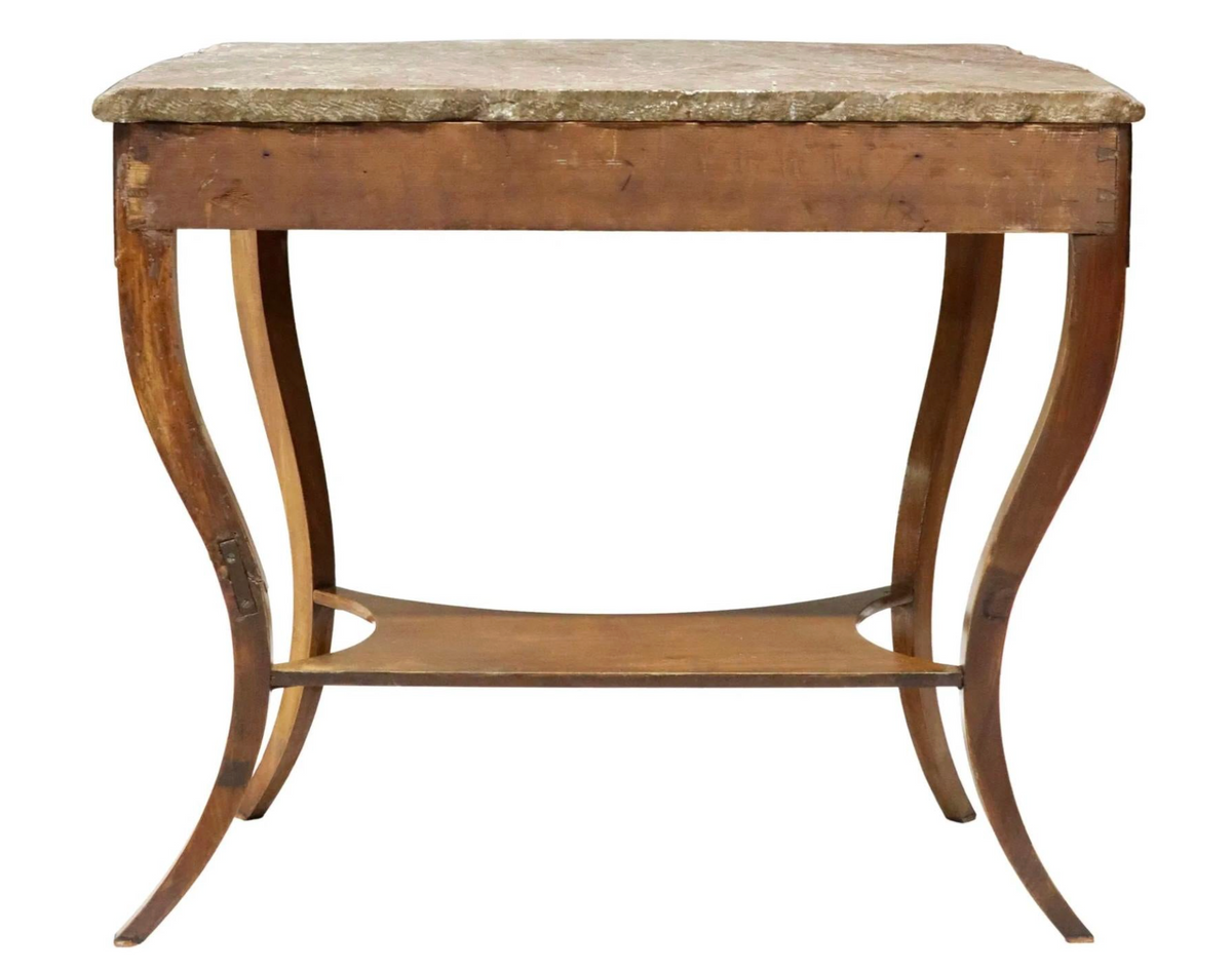 German Biedermeier Style Mahogany Console Table with Marble Top