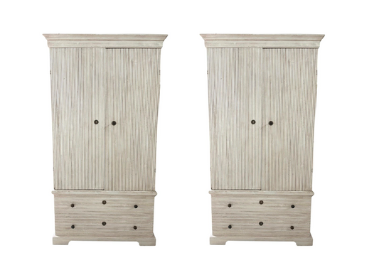 Pair of Hand-Painted Italian Pine Cabinets in Gustavian Style