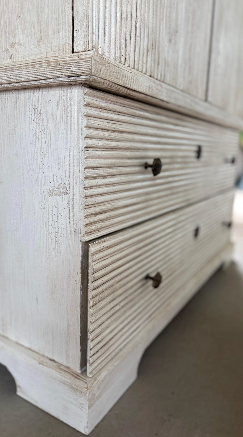 Pair of Hand-Painted Italian Pine Cabinets in Gustavian Style