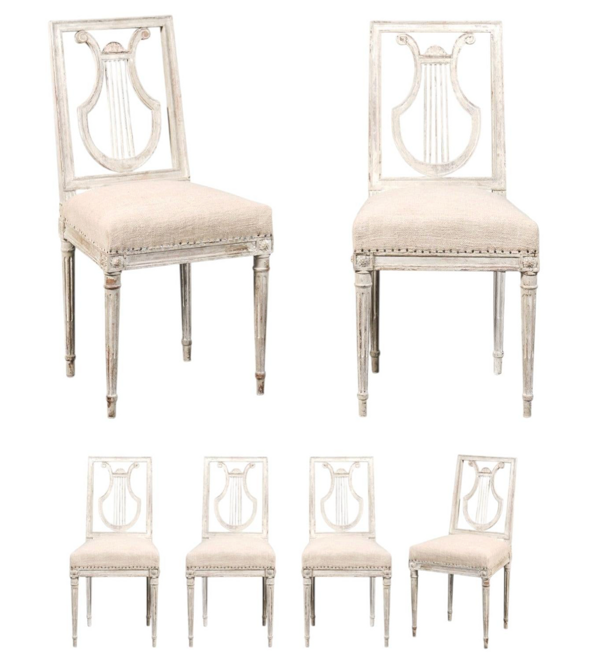 Set of Six 19th C. Lyre Back Chairs