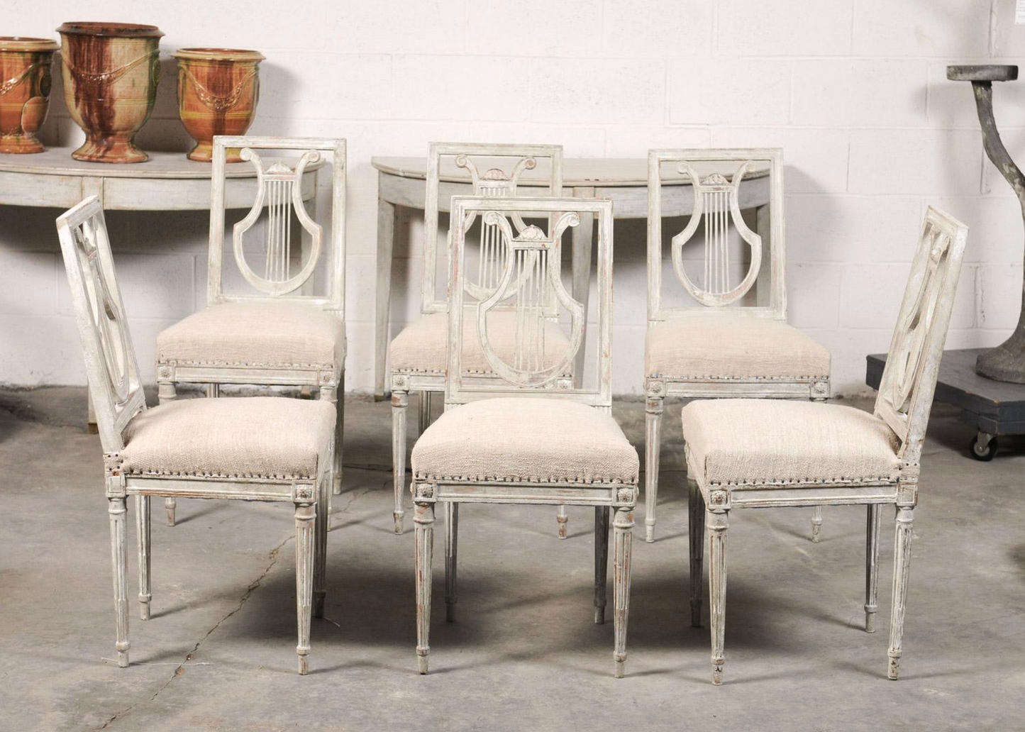 Set of Six 19th C. Lyre Back Chairs