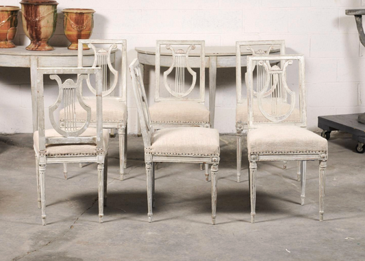 Set of Six 19th C. Lyre Back Chairs