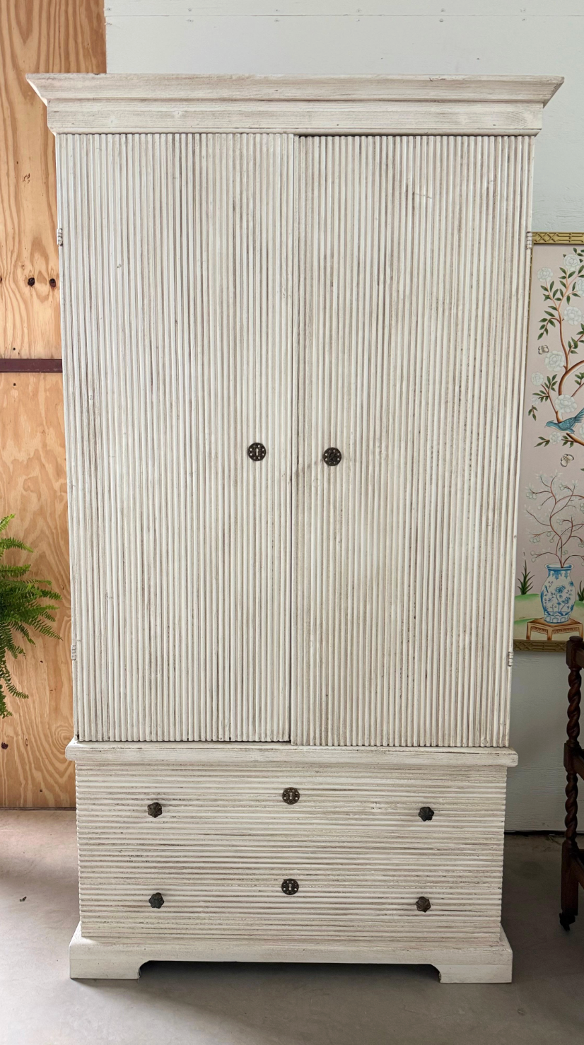 Pair of Hand-Painted Italian Pine Cabinets in Gustavian Style