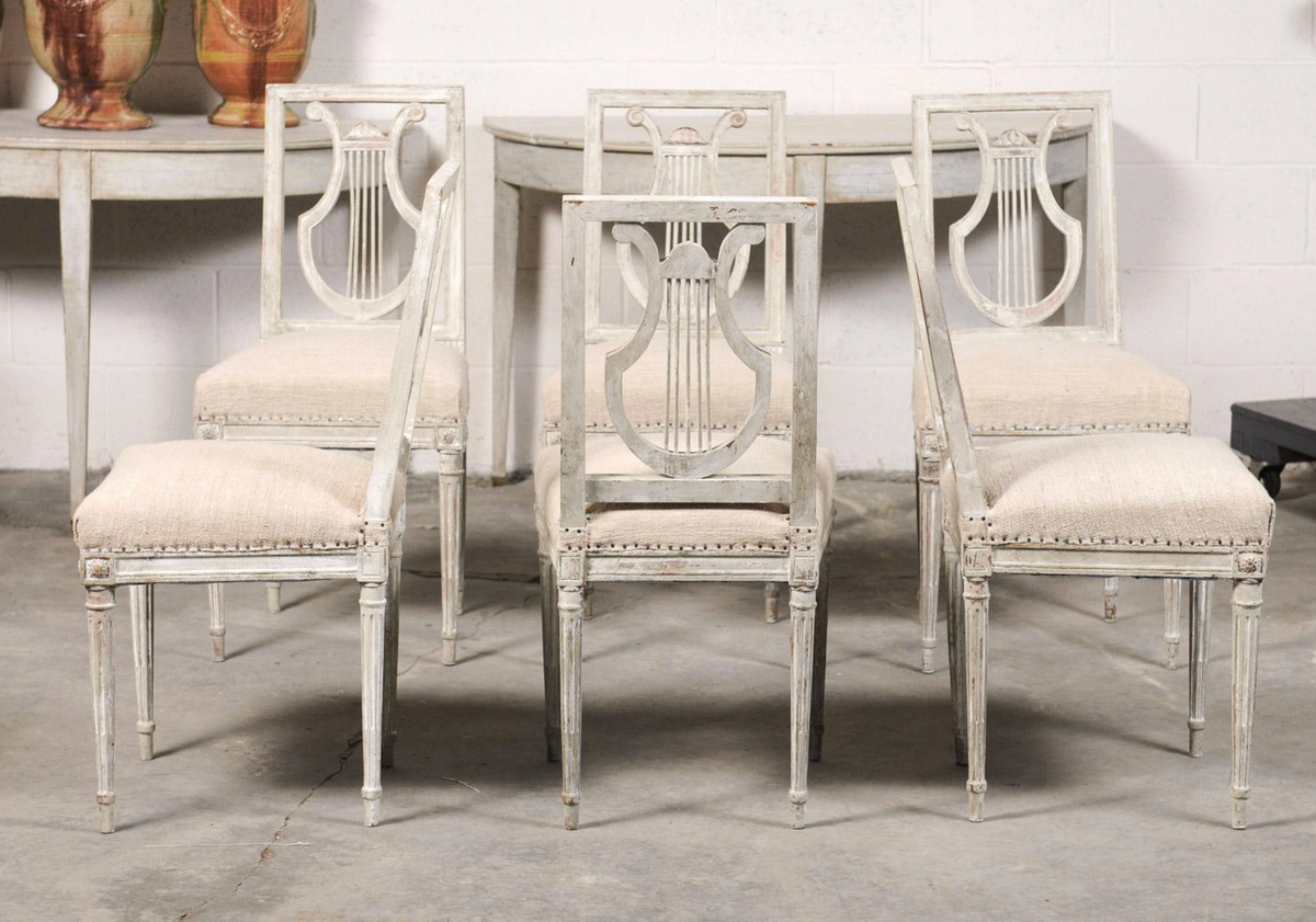 Set of Six 19th C. Lyre Back Chairs