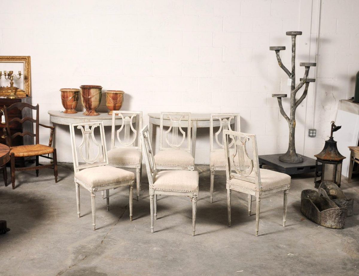 Set of Six 19th C. Lyre Back Chairs