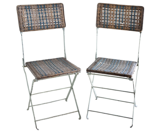 Pair of French Rattan Folding Chairs