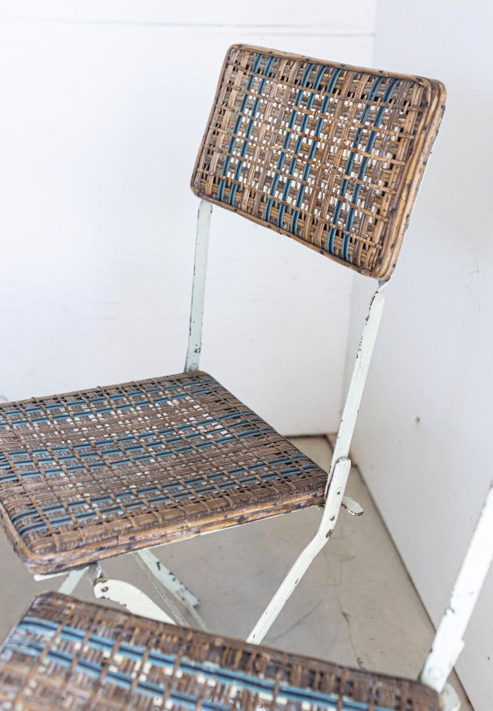 Pair of French Rattan Folding Chairs