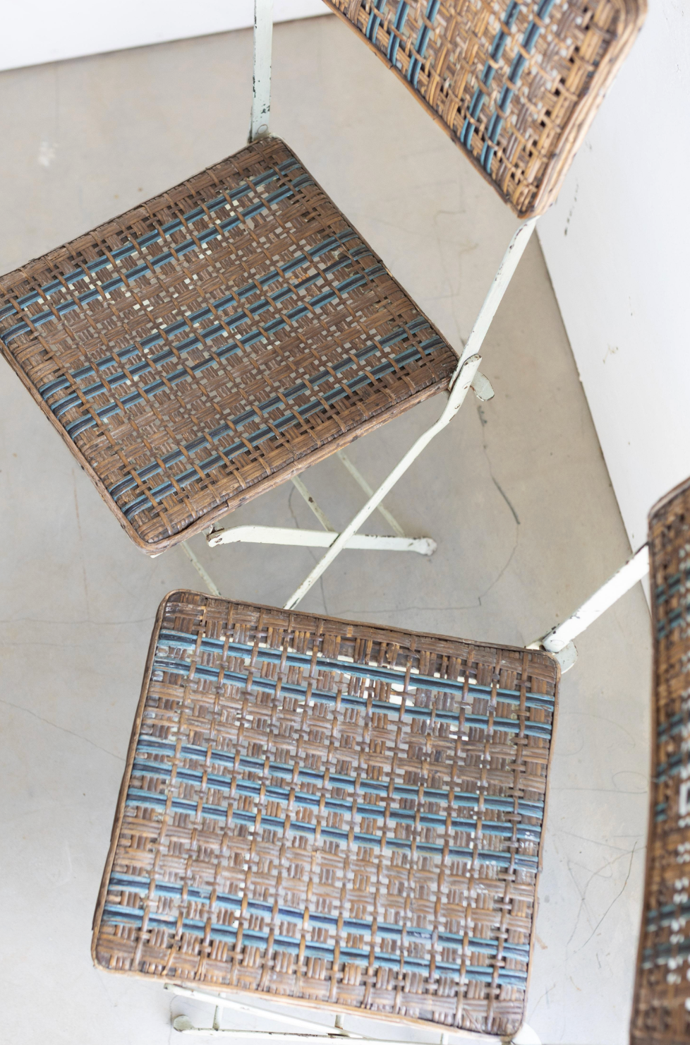 Pair of French Rattan Folding Chairs