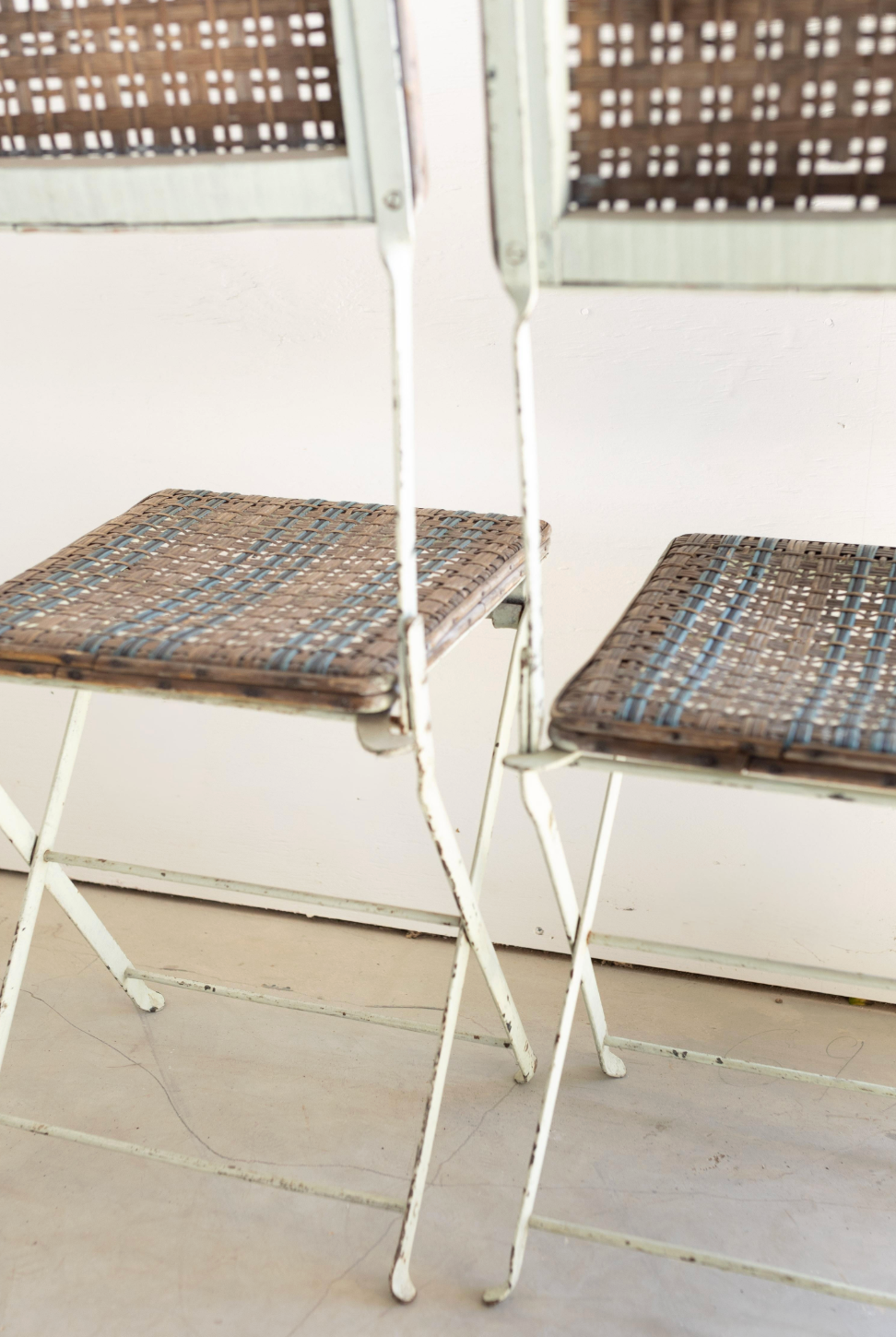 Pair of French Rattan Folding Chairs