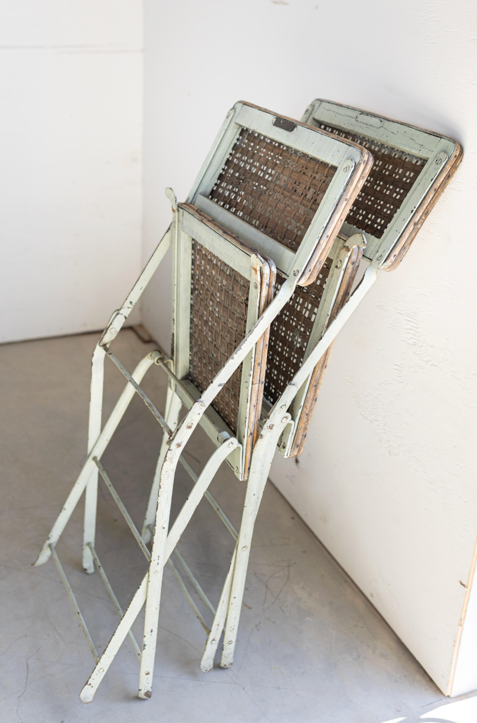 Pair of French Rattan Folding Chairs