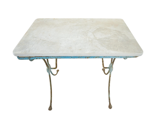 Pair of 19th c. Painted Iron Tables with Stone Top