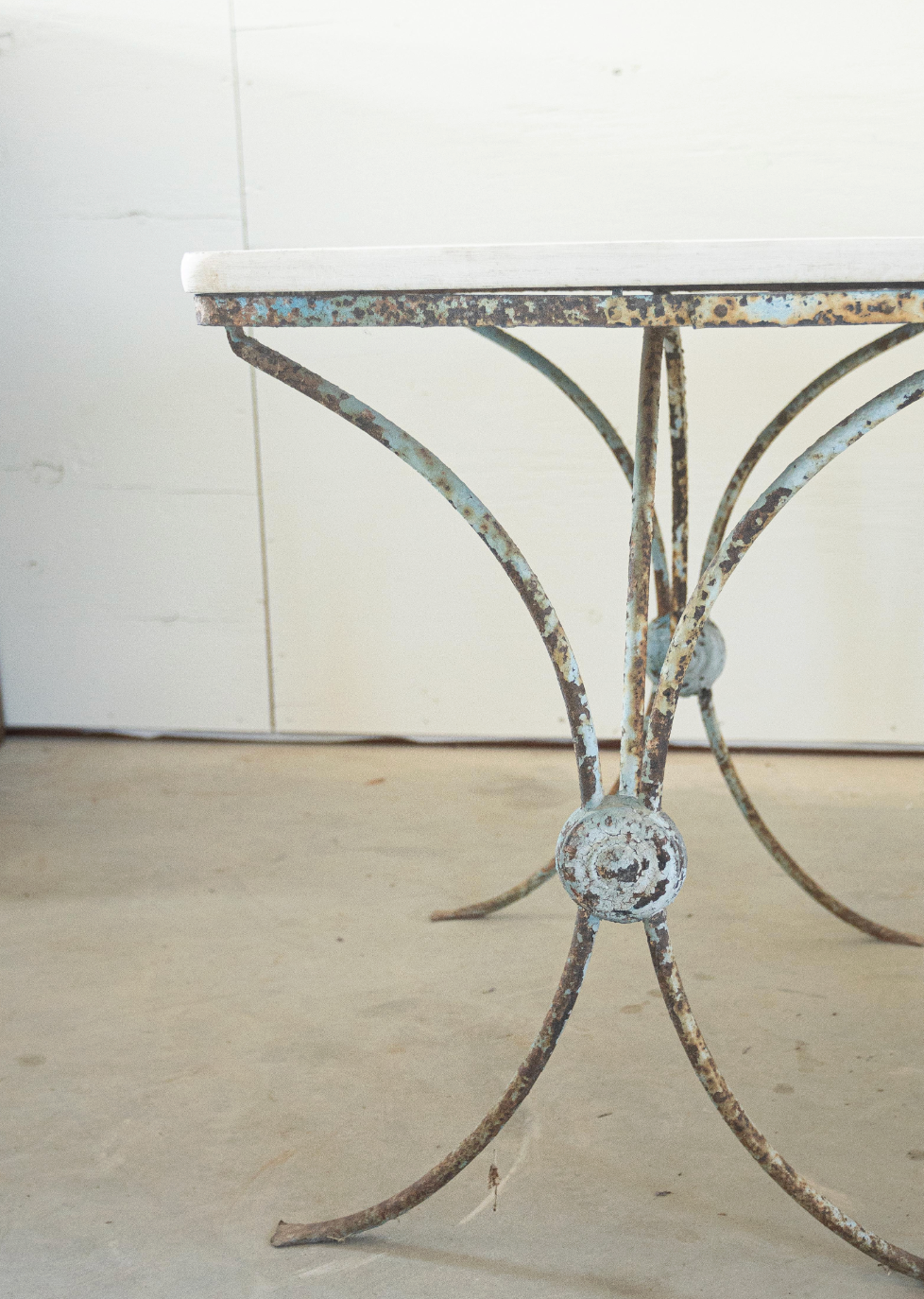 Pair of 19th c. Painted Iron Tables with Stone Top