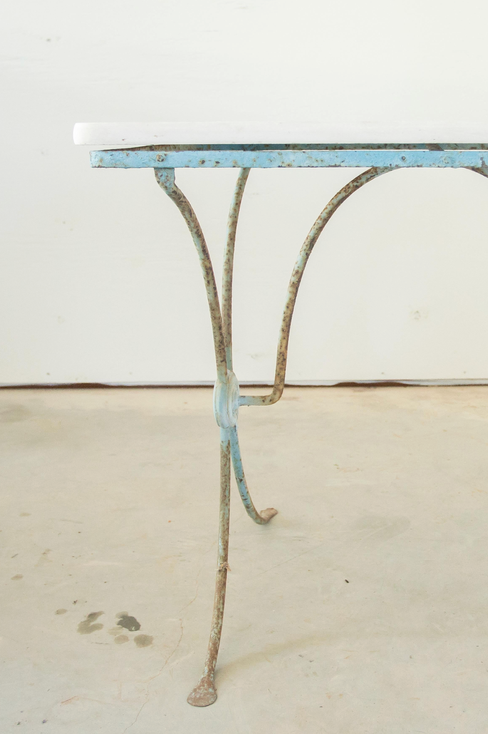 Pair of 19th c. Painted Iron Tables with Stone Top