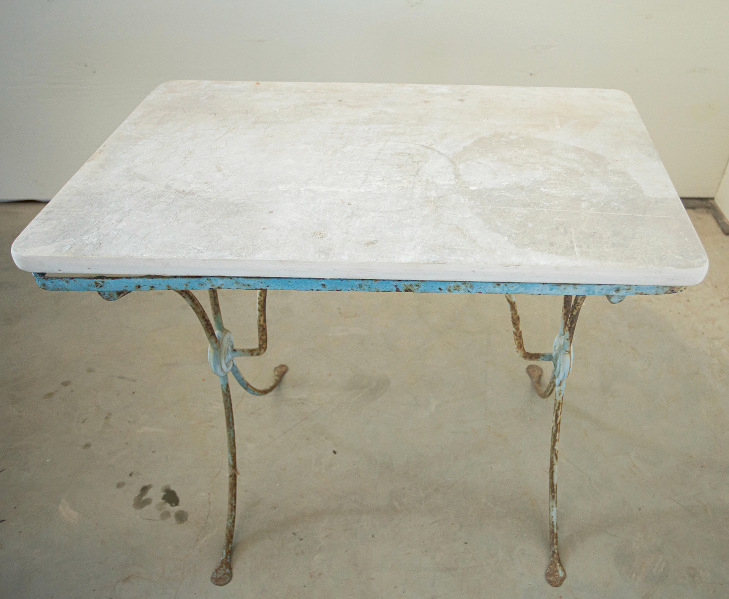 Pair of 19th c. Painted Iron Tables with Stone Top