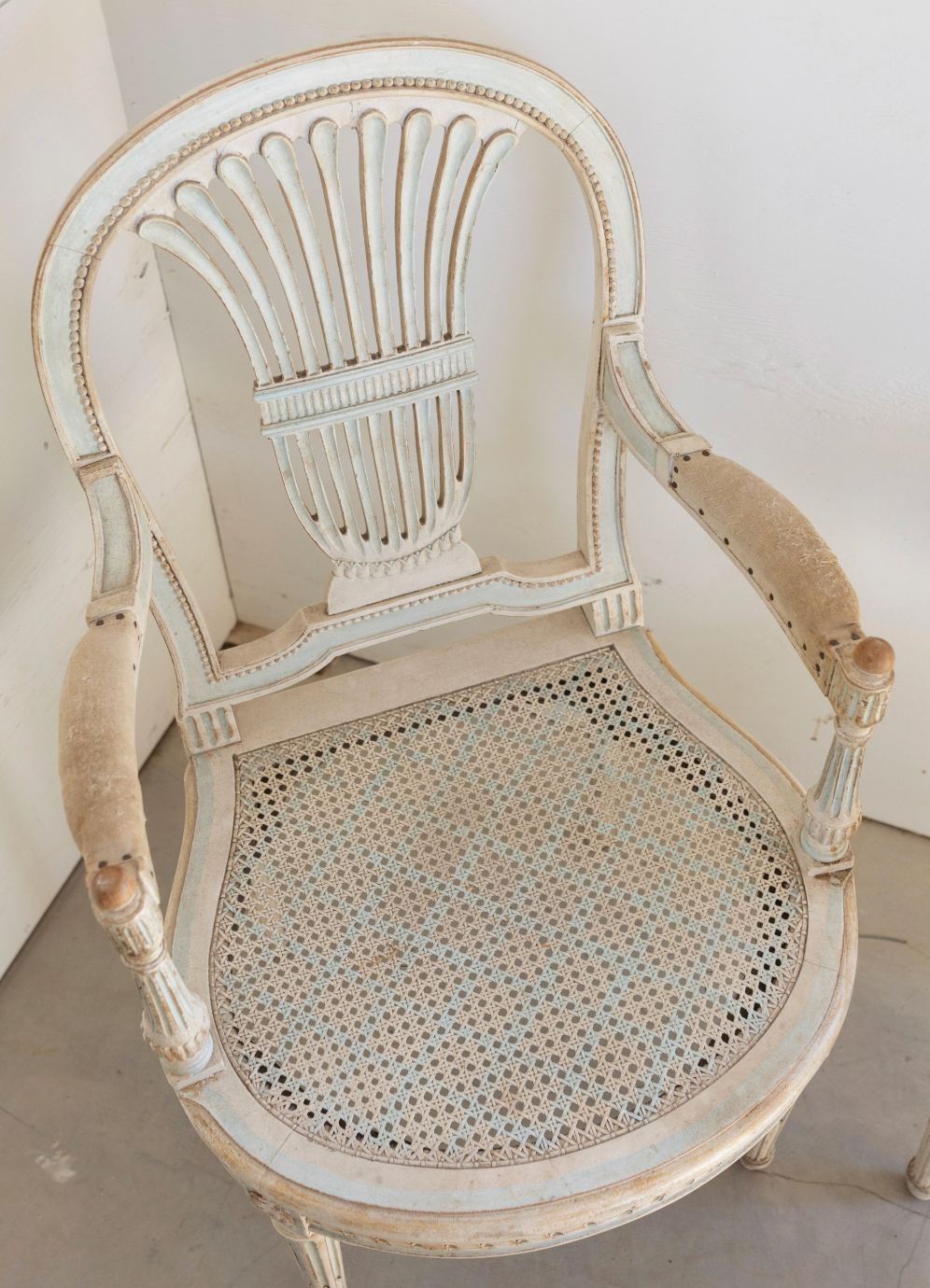Set of 6 Louis XVI Dining Chairs, Including 2 Arm Chairs