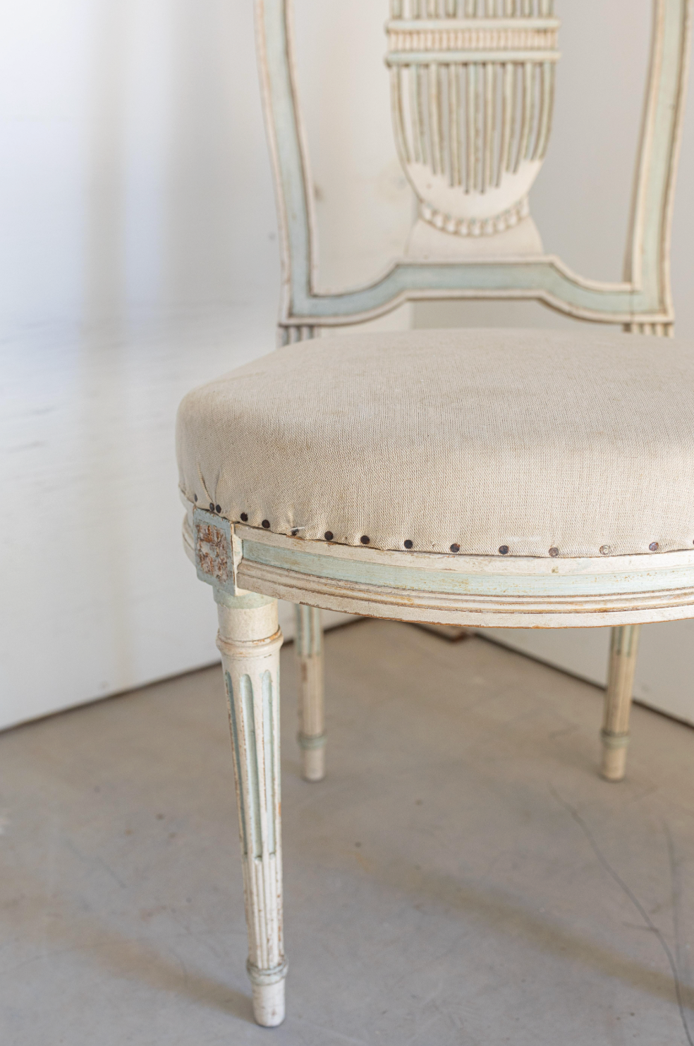 Set of 6 Louis XVI Dining Chairs, Including 2 Arm Chairs