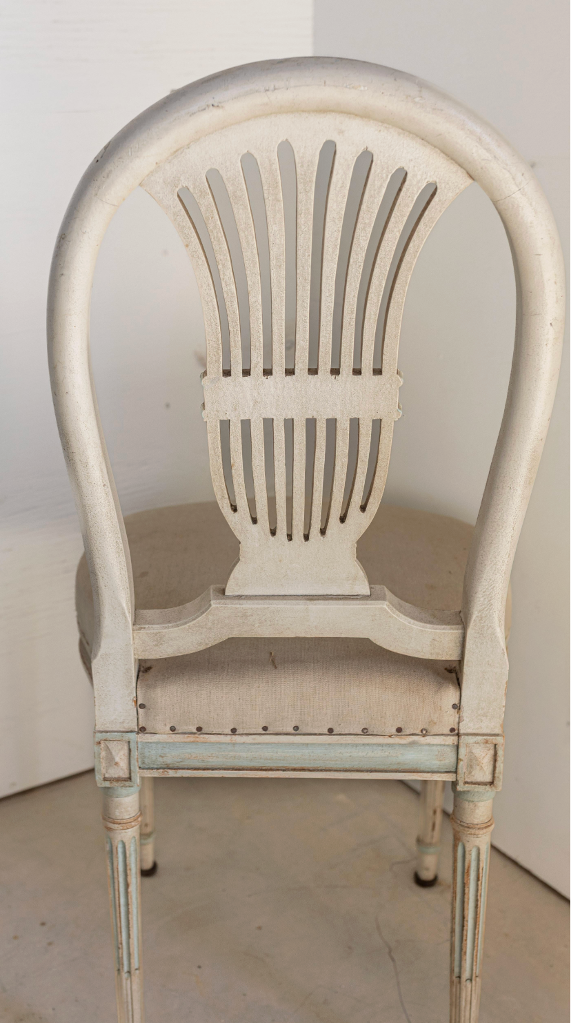 Set of 6 Louis XVI Dining Chairs, Including 2 Arm Chairs