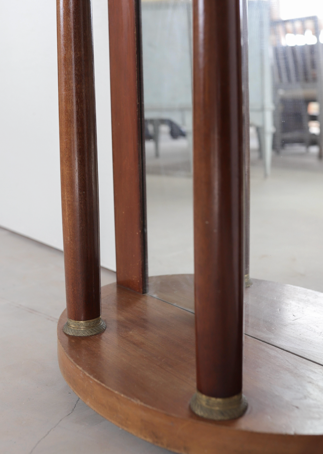 19th c. Mahogany Demilune with Grey Marble Top