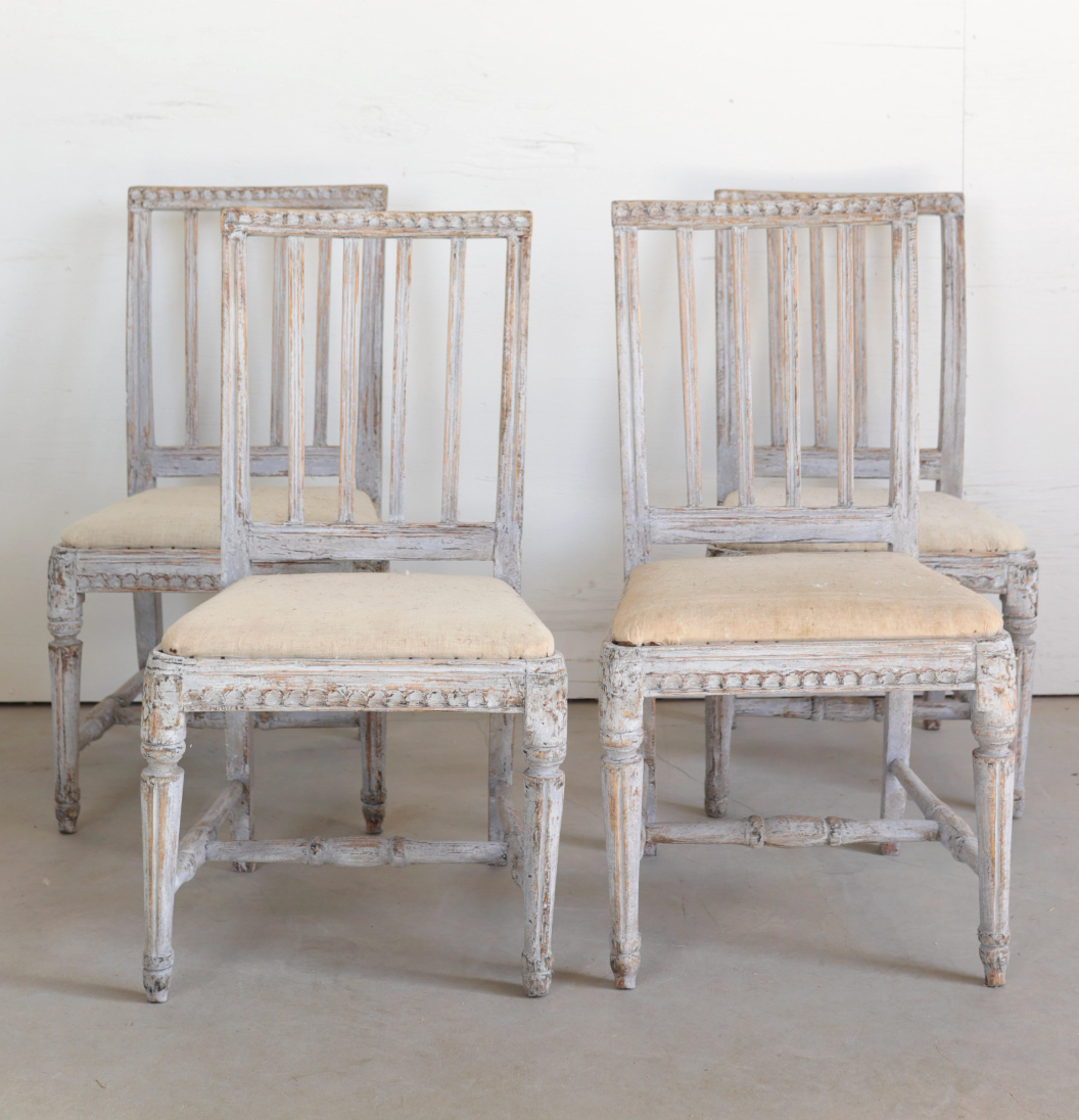 Set of Six 18th Swedish Gustavian Chairs