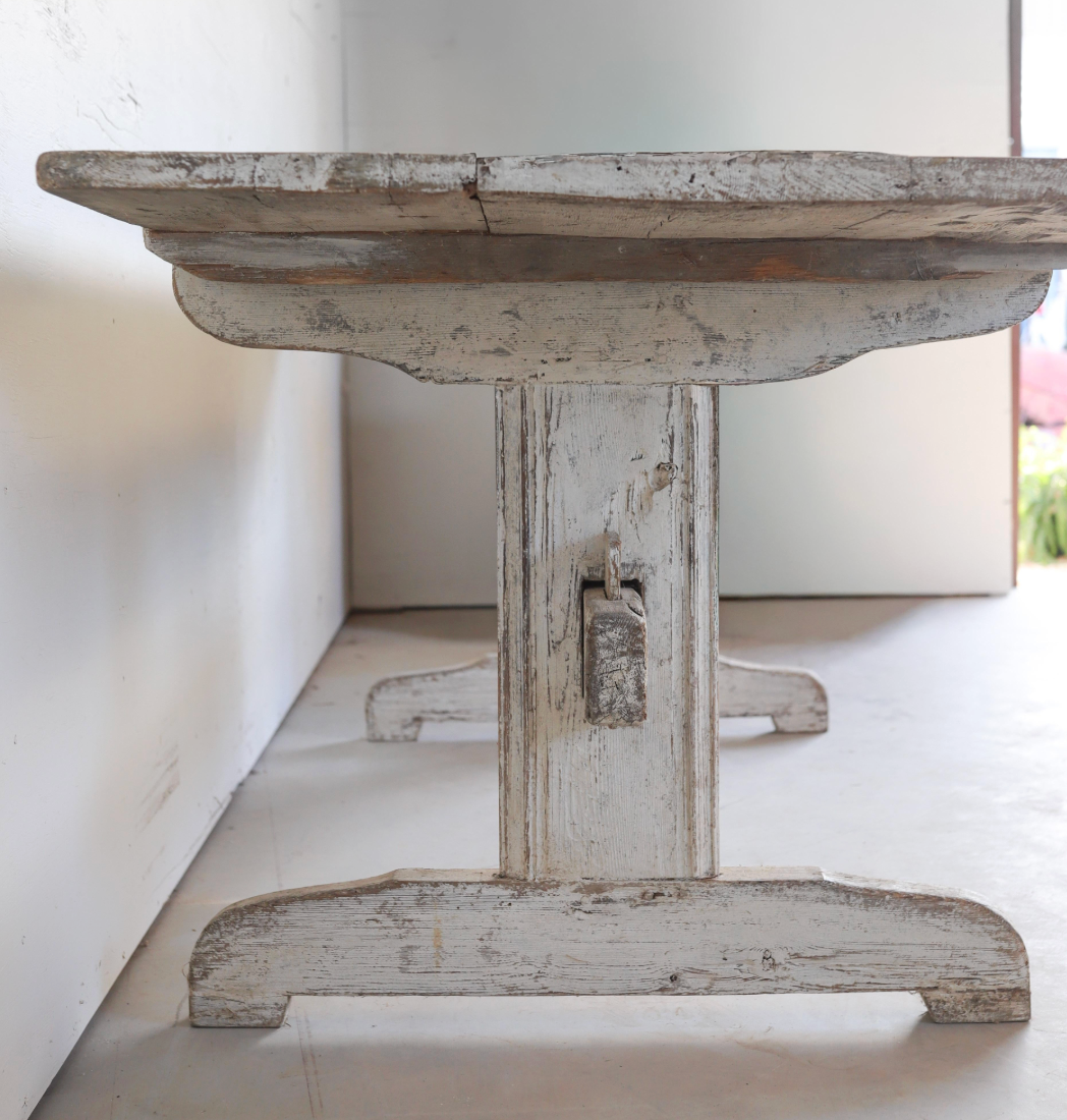 18th c. Swedish Nordic Pine Stretcher Table