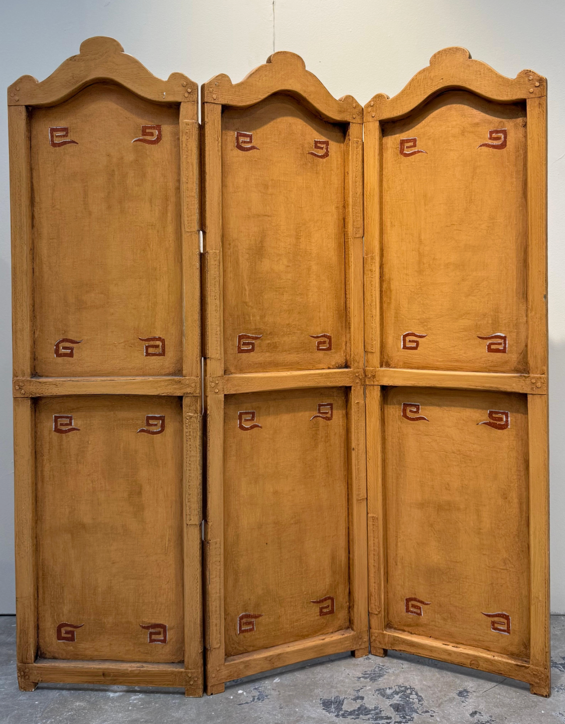Antique French Three Panel Screen, 18th C. with Vintage Paint